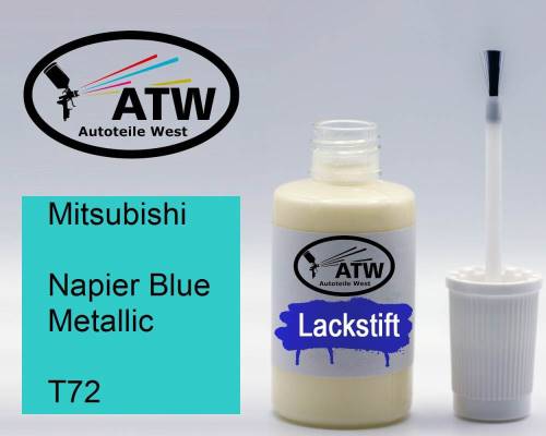 Mitsubishi, Napier Blue Metallic, T72: 20ml Lackstift, von ATW Autoteile West.